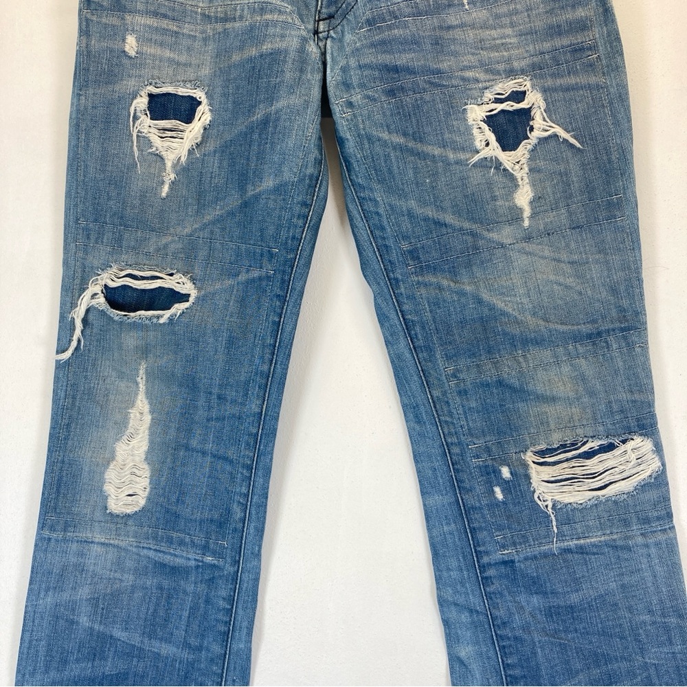 Robin's Boyfriend Jean Light Blue Distressed Straight Leg Jeans Size 26 Studded - Picture 4 of 16